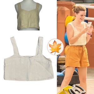 Mate The Label • Linen Cropped Tank Natural Cream M ASO Emma Watson